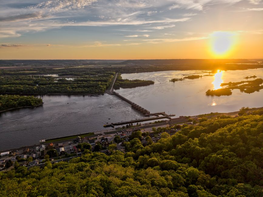 The Fox River and De Pere Dam in De Pere, Wisconsin