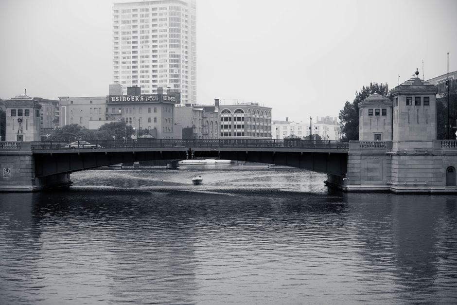 The Fox River in downtown Green Bay, Wisconsin
